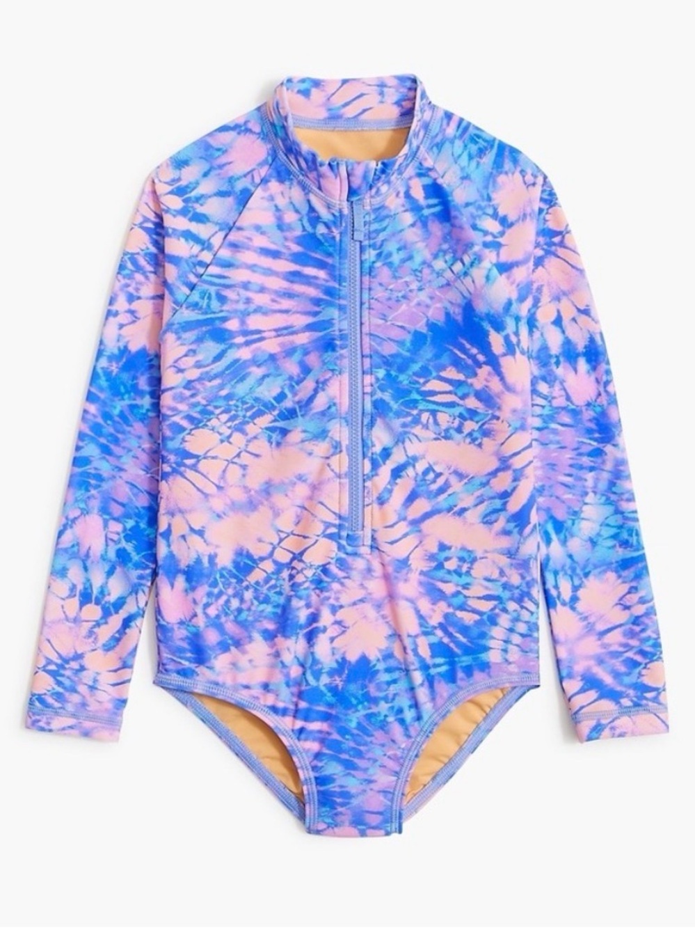 J. Crew Crewcuts Long Sleeve Rashguard Swimsuit Zip Closure Tie-Dye Size 10